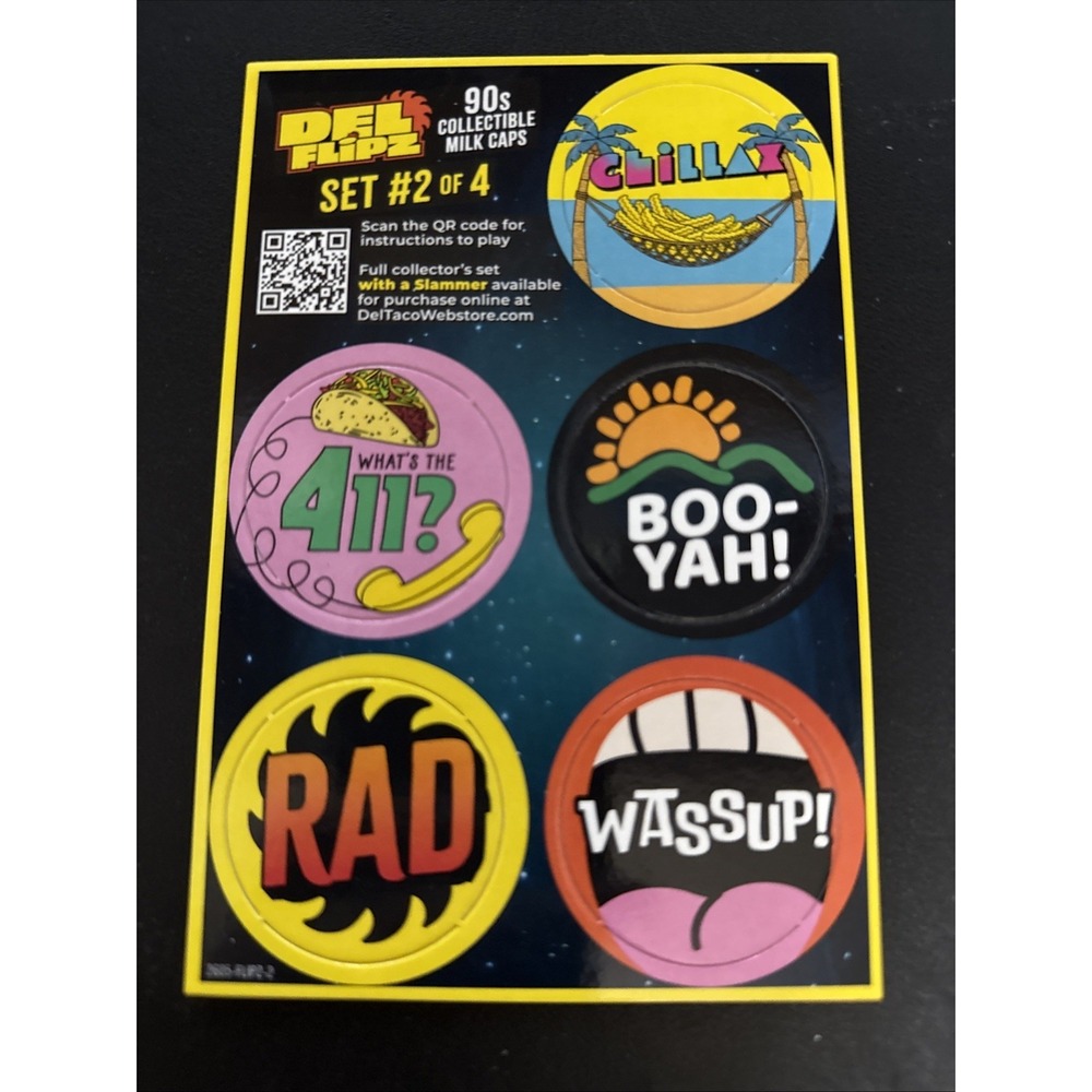 2026 Del Taco 2/4 Vintage Pogs Milk Caps Pieces Collectible Game Pieces 90s Era